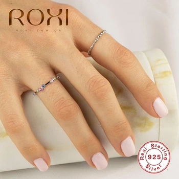 

ROXI Boho 925 Sterling Silver Colorful Zircon Rings for Women Wedding Party Bague Bijoux Femme Fashion Silver 925 Jewelry Ring
