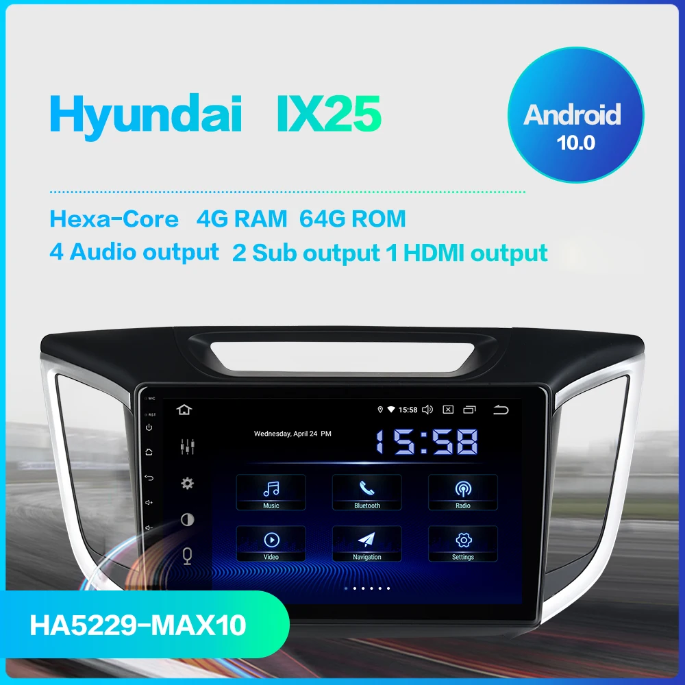 Автомобильный мультимедийный плеер для Hyundai IX25 GPS 2014 2015 2016 с Android 10 0 2 &quotIPS