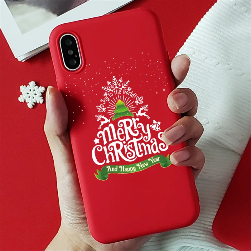 sdjoy Красный матовый Рождественский Мягкий ТПУ чехол s для iPhone 7 8 6 6S Plus 10 11 Pro XS Max X XR XS чехол для iPhone 7 Plus чехол для телефона - Цвет: sdjoy