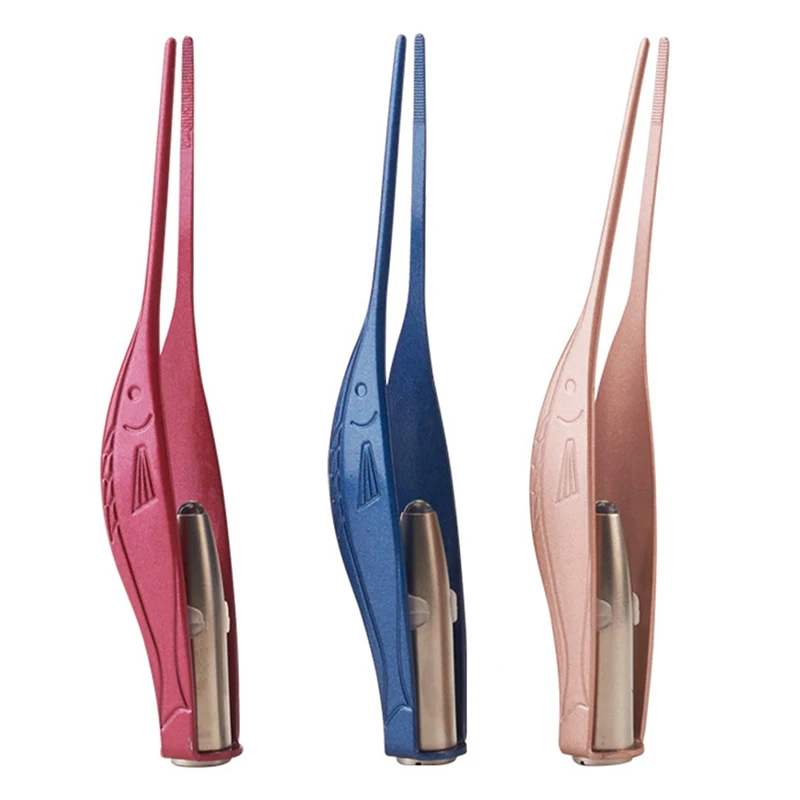 1pcs Navel Stainless Steel Tweezers Earwax Removal Care Visual Ear Pick LED Flashlight EarPick Clean Tweezers Tool Ear Nose