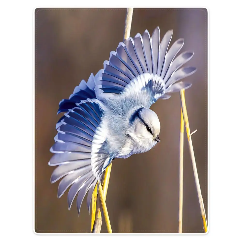 

HommomH Blanket Soft Comfort lightweight well made Nap Sofa Bed Travel Warm Plush Throw Blue Bird Unfolds Beautiful Wings