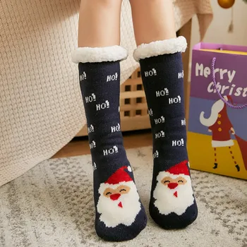 

Christmas Cotton Socks Women Autumn Winter Print Thicker Anti-slip Floor Socks Carpet Pantyhose Casual Female Socks