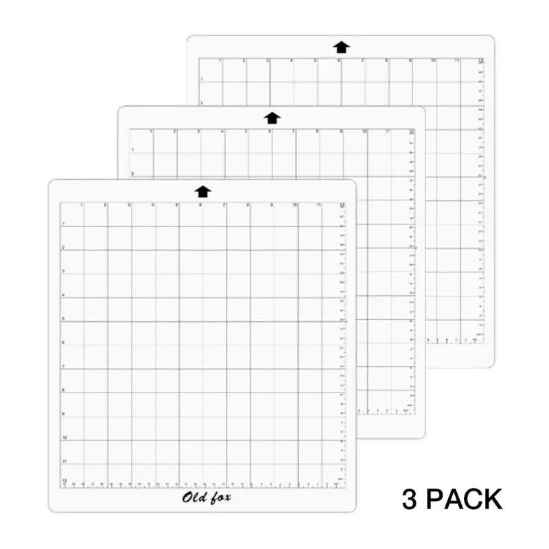 

3Pcs Replacement Transparent Grid Cutting Mats For Silhouette Cutting Plotter, 12x12 Inch Adhesive Clear Mat With Measuring Grid