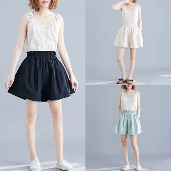 

2020 Summer Shorts Women Causal Clothes High Waist Width Legs Hot Pants Show Long Legs Short Ropa Trousers Spodenki Damskie #C12