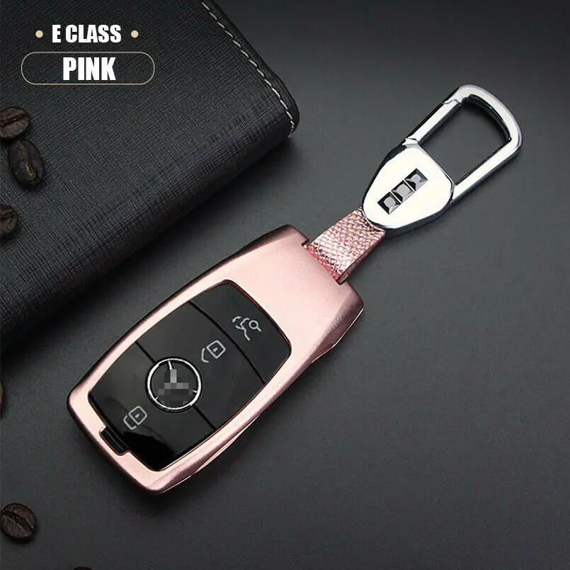 Высококачественный металлический ключ для авто чехол Fob Shell Обложка держатель брелок для Mercedes Benz E Class W213 E200 E200L E300 E300L-18 - Название цвета: pink