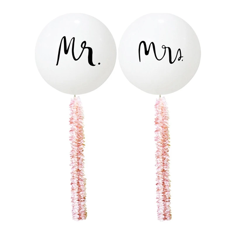 

Mr Mrs White Latex Balloons for Wedding Party Decoration Bridal Bride To Be Engaged Party Supplies 36Inch Balloons with Flower S