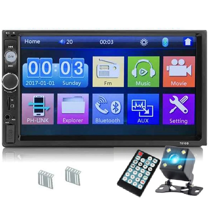 7010B 2 Din Car Radio 7Inch Player Mp5 Contact Sn Bluetooth Multimedia Mirror Android Backup Camera Monitor(4Led) | Электроника