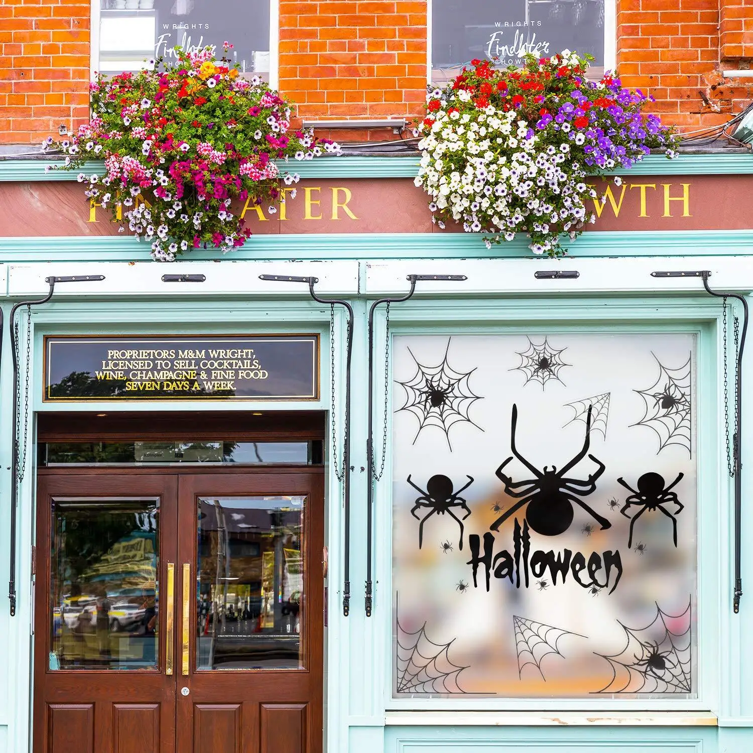 

Halloween Spider In A Web Wall Sticker All Saints Day Holiday Party Living Room Murals Kids Playroom Decor Wallpaper 4