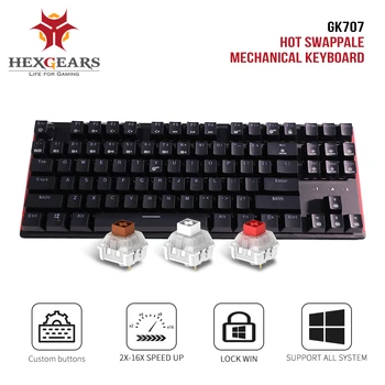 HEXGEARS GK707 87 Key Keyboard White Blue Kailh BOX Switch Keyboard Hot Swap Switch Mechanical Gaming Keyboard Clavier de jeu 1