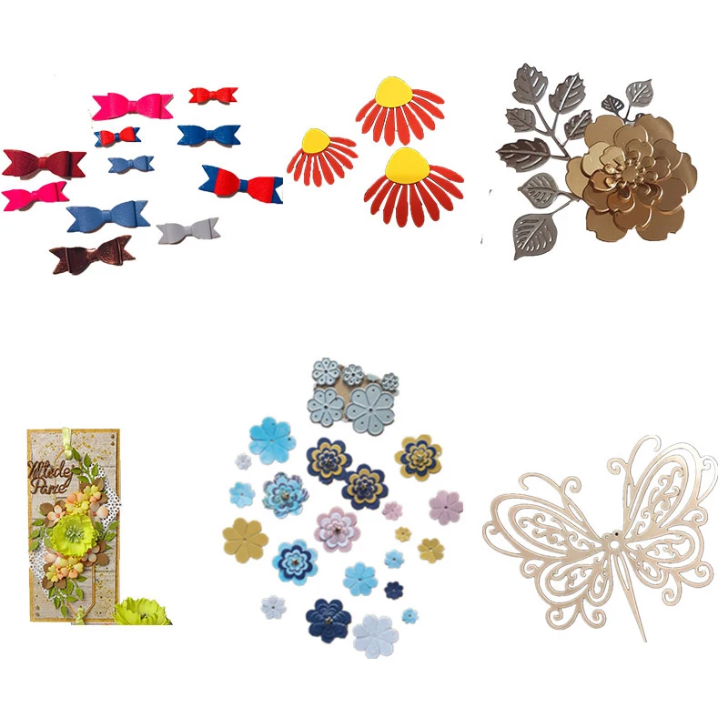 Розовый бант фон узор границы Бабочка Оболочка цветок металлические Вырубные