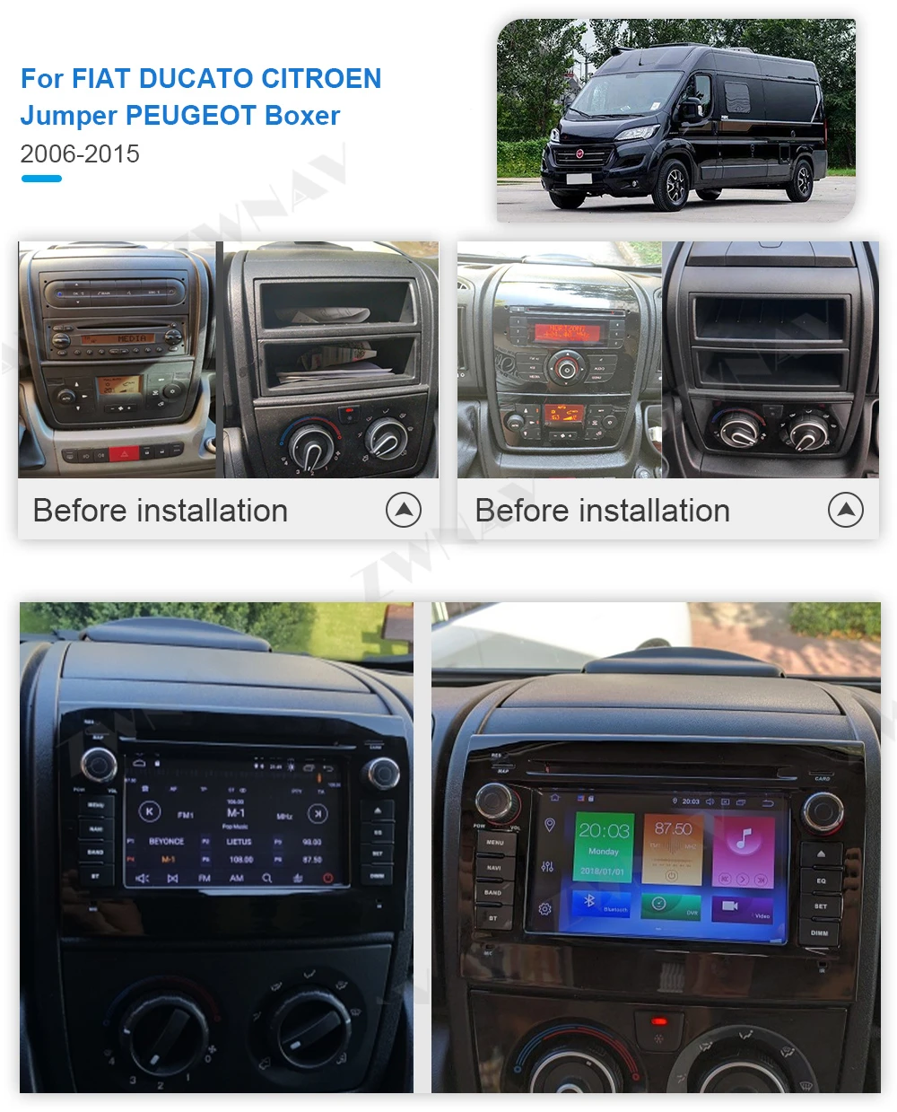 Carplay For FIAT DUCATO CITROEN Jumper PEUGEOT Boxer 2006 2007+ Android 10 Player GPS Navi Audio Stereo Radio Recorder Head Unit