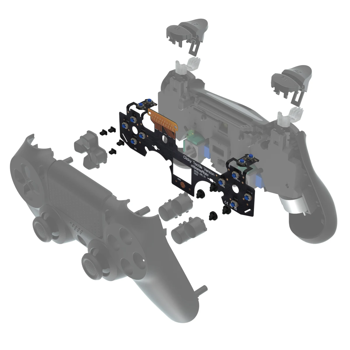 eXtremeRate WHOLE TACTILE Clicky Kit Face Dpad Buttons Flashshot Stop Flex Cable Mouse Click Kit for ps4 Controller CUH-ZCT2 — view 5
