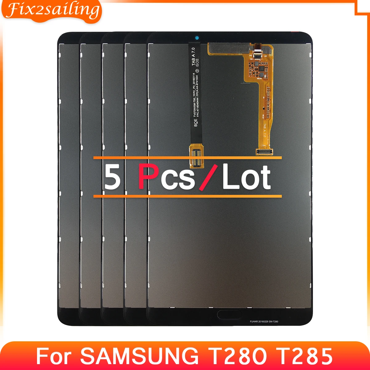 삼성 갤럭시 LCD 탭 A 7.0 2016 SM-T280 T280 T285 SM-T285 터치 스크린 디지타이저 어셈블리, T280 T285 디스플레이용, 로트당 5 개