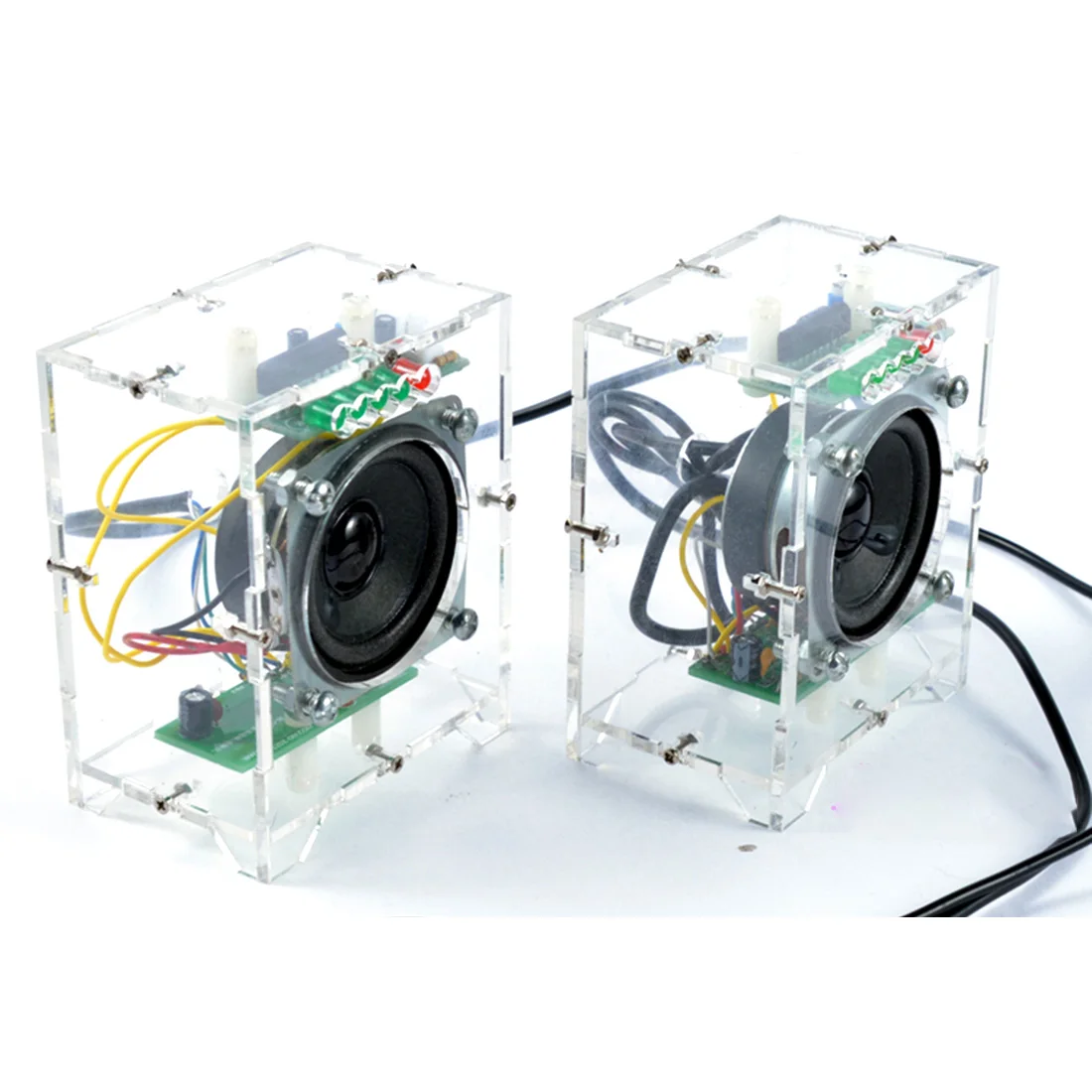 Greatest 2Pcs DIY Mini Speaker Kit MP3 Small Speaker Sound Amplifier With LED Music Spectrum Model Education