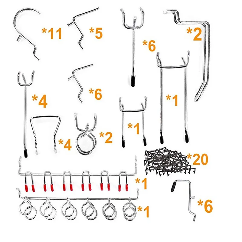 Набор крючков Pegboard Hole Shelf Hook Range Organizing Hange Kit для хранения на рынке, подвесные инструменты-карабины