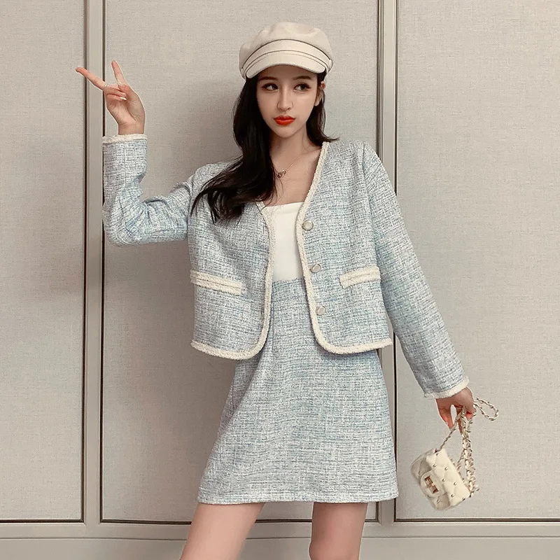

2019 Autumn And Winter New Style Rove Graceful Short Two-Piece Set