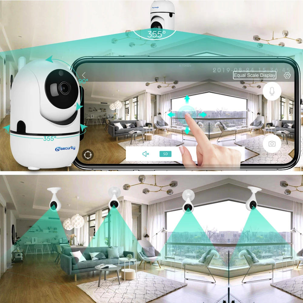  1080P Wifi Camera Auto Tracking Smart Wireless Home Security Camera iCSee Audio Alarm PTZ CCTV Vide - 4.00019E+12