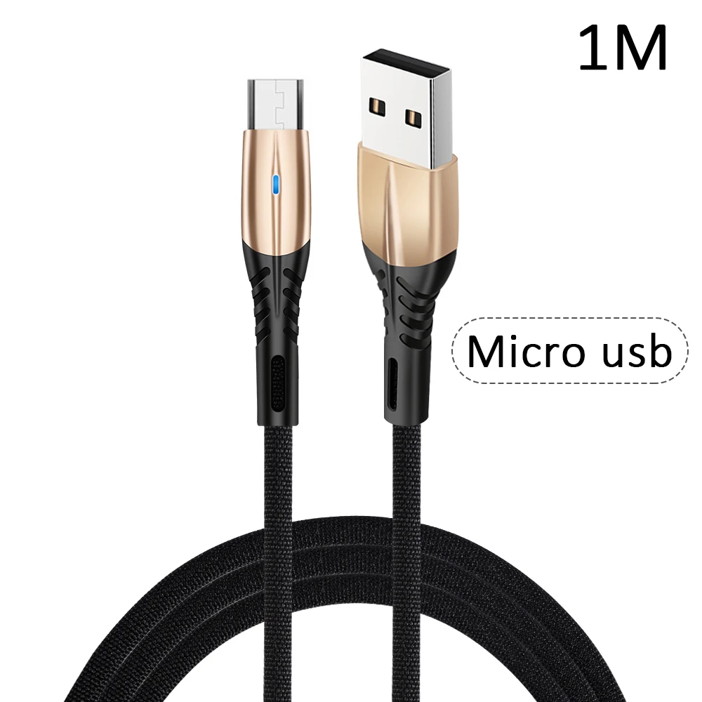 1 м светодиодный Micro usb type-C кабель для зарядки телефона Microusb Быстрая зарядка для samsung для Xiaomi для iPhone Andriod type-C шнур для передачи данных