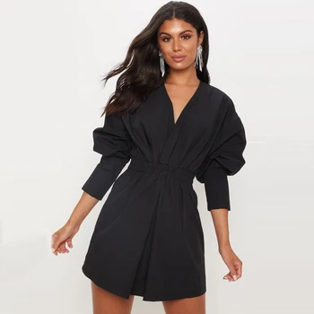 

Aulead 2020 Spring Autumn New Fashion Women's Dresses Sexy Deep V-neck Long Sleeved Tunic Dress Elegant Sundress Vestidos 50cs