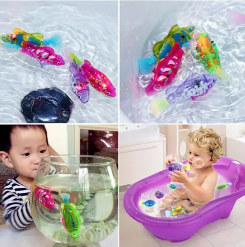 Pez LED resplandeciente con batería activada para niños, juguete de peces robóticos, regalo, mascota alimentada por batería para decoración de tanques de pesca