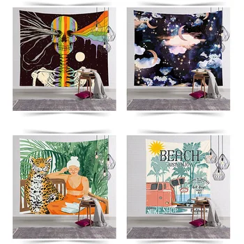 

Beauty Beast Wall Tapestry Skull Tapestry Wall Hanging for Home Deco Living Room Bohemian Bedroom Art Halloween Table Decoration