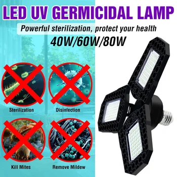 

Led UVC Lamp E27 UV Sterilizer Led Light 220V Germicidal Lampara 110V Ultraviolet Disinfection Led Bulb 40W 60W 80W Ozone Lamp