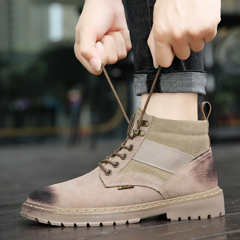 

Fashion flock plush winter boots men size 39-44 Ankle boots warm men snow boots winter Lace-up men shoes 2019 new arrival *L903