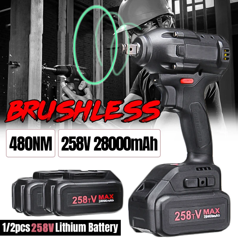 Brushless-Cordless-Electric-Wrench-Impact-Driver-Power-Tool-258V-480Nm-Rechargeable-28000mAh-Lithium-Battery-Household-DIY