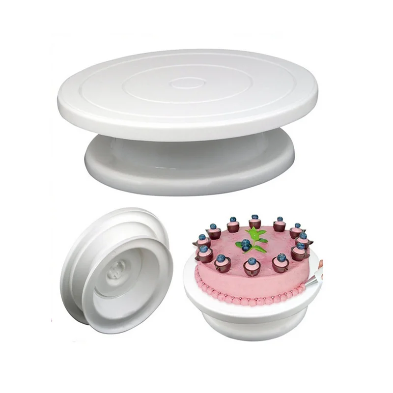 Plastic Cake Plate Turntable Rotating Anti-skid Round Cake Stand Cake Decorating Rotary Table Kitchen DIY Pan Baking Tool