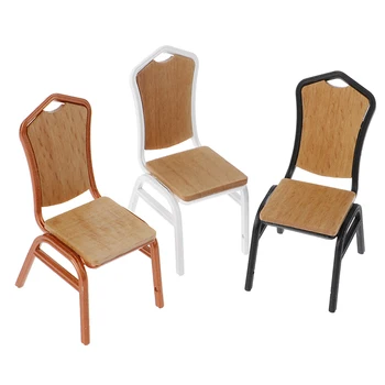 

New Arrival 1:12 Doll House Mini Pub Bar Stool Wooden Iron Simulation Furniture Mini Dollhouse Decoration For Kids Toys