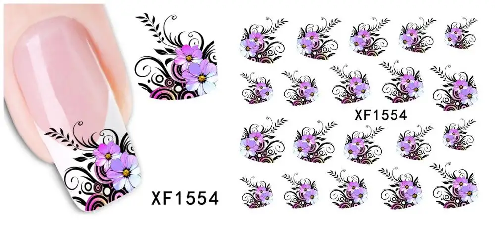 Цветочные узоры! Лак для ногтей наклейки милый дизайн переводные наклейки для ногтей - Цвет: CXF1554