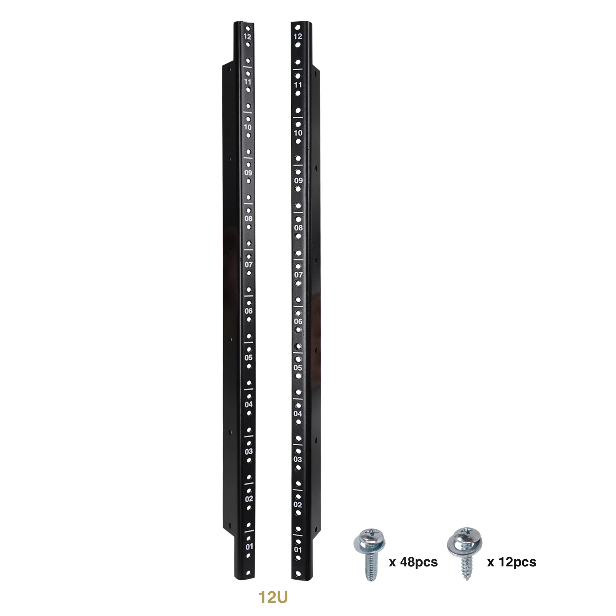 

Sound Town 2-pack 12U Steel Rack Rails, with Black Powder Coated Finish and Screws (ST-RR-12U)