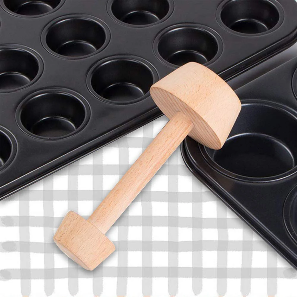 Double Ended Pastry Pusher Portable Wooden Tamper Egg Mold DIY Baking