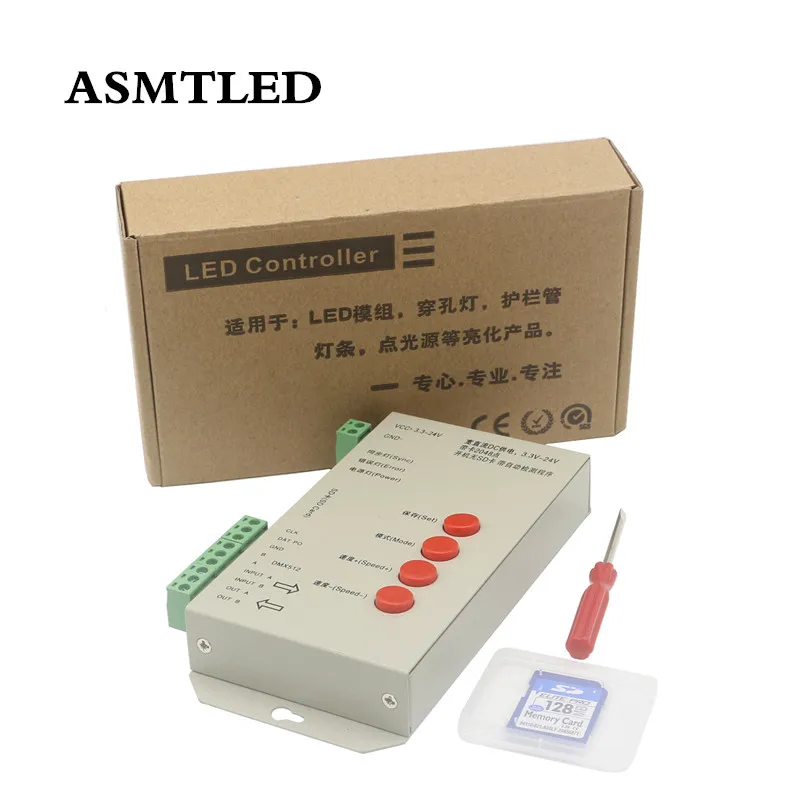 T1000S пиксели DMX 512 контроллер 256G sd карта WS2801 WS2811 WS2812B LPD6803 Светодиодная лента