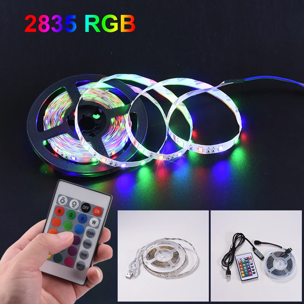1M 2M 3M 4M 5M USB LED Strip Light SMD2835 DC 5V Flexible Lamp Tape Ribbon RGB 
