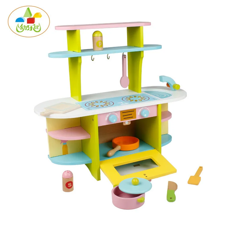

Wood Children'S Educational Toy Colorful Kitchen Play House Toys Cooking Model Kitchen Set 3.27