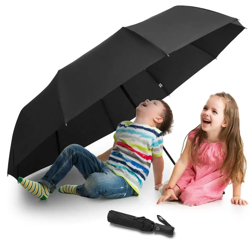 

High-End Ten Bone Reinforced Ultra Large Three Fold Automatic Umbrella Business Fully Automatic All-Weather Umbrella Customizabl