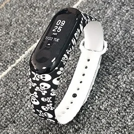 Камуфляжный ремешок для Xiaomi Mi Band 3 4 Smart Band аксессуары для Xiaomi Mi band 4 3 Smart band ремешок M4 M3 smart Band - Цвет: Skull