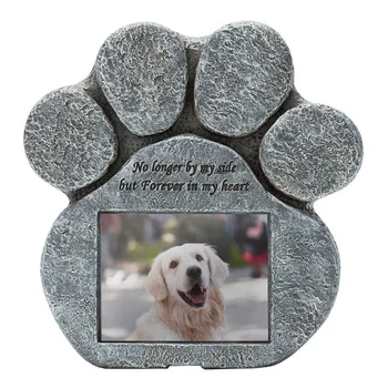 

Pet Memorial Stone with a Photo Frame and Sympathy Poem Pet Loss Gifts in Garden Backyard Marker Grave Tombstone