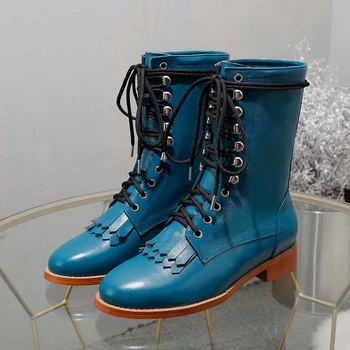 

Tassel Women Ankle Boots Round Toe lace Up Women Short Boots Genuine Leather Women Martin Boots Winter Autumn женские босоножки