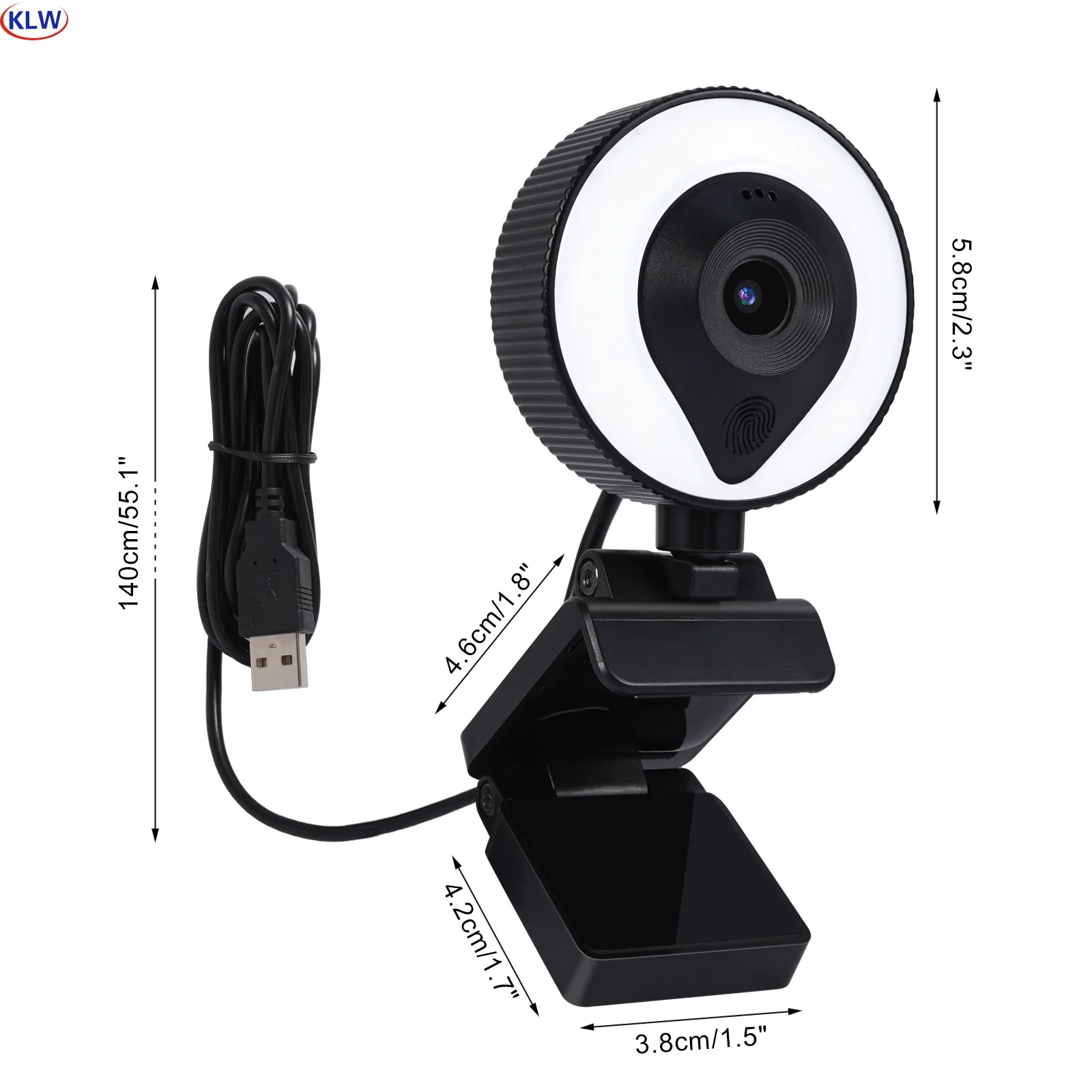 

KLW W21 2021 Новое поступление USB компьютер для прямой трансляции красивая камера HD 1080/2K сенсорсветодиодный светодиодная подсветильник ка Встроенный микрофон