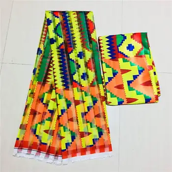 

Satin Organza fabric soft silk fabric african material ankara prints high quality for women dress 4+2 yards ! L62501