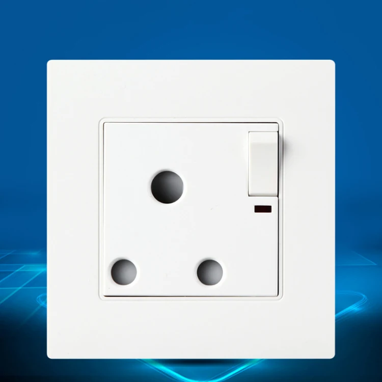 New Wall Power Socket, White Panel, ON/OFF AC110~250V,15A Outlet India South Africa Power outlet