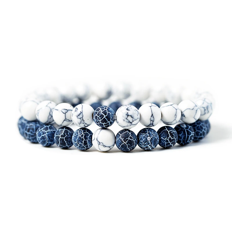 2pcs/set 30 Style Couples Distance Bracelet Natural Stone Yoga Beaded Bracelets Men Women Friend Gift Charm Strand Jewelry
