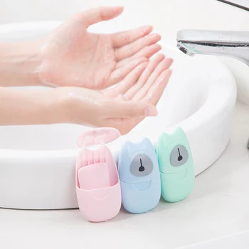

50pcs Disposable Paper Soap Travel Portable Travel Hand Washing Box Scented Slice Sheets Mini Soap Paper Portable Hand Washware