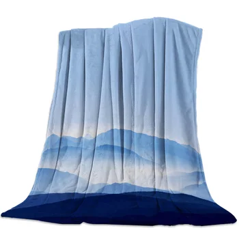 

Oil Painting Mountain Peak Blue Sky Throw Blanket Bedspread Soft Fleece Blanket Air/Sofa/Bedding Winter Bedsheet