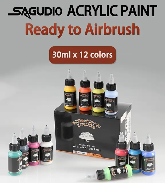 SAGUDIO Peinture Aérographe 24 Couleurs 30 ML - Modèle prêt à l