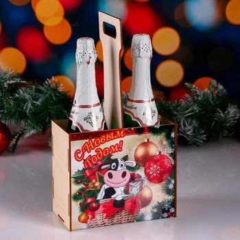 

Box for champagne "Happy New Year!" bull with money 5215788