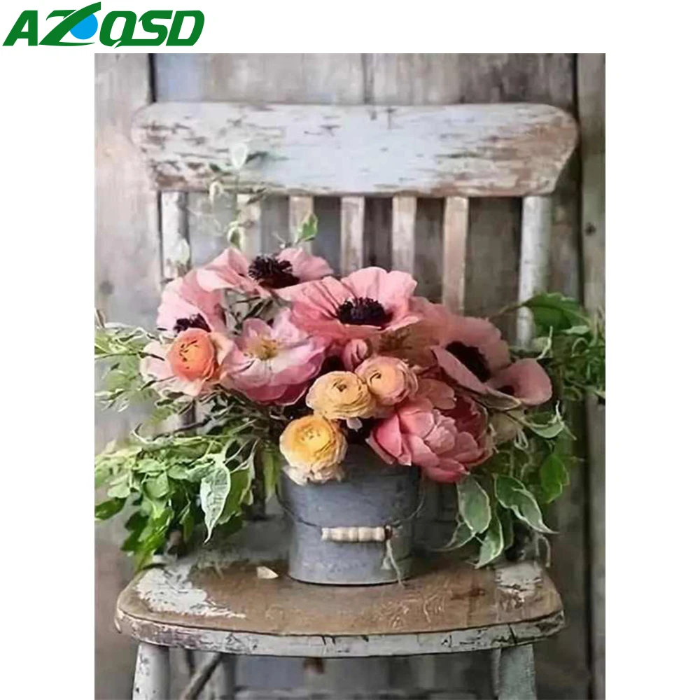 

AZQSD 5D DIY Daimond Vase Painting Mosaic Diamond Embroidery Flower Full Square/Round Rhinestones Wall Art Home Decortion