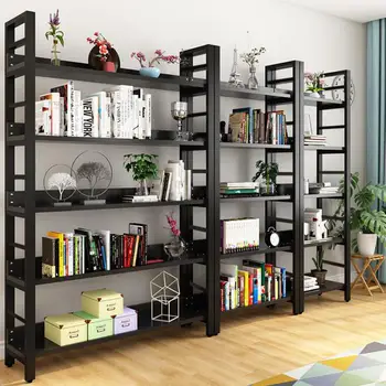 

Domestic Steel And Wood Bookshelf Landing Simple Shelf Multi-layer Bookcase Combination Storage Iron Shelf Display Rack